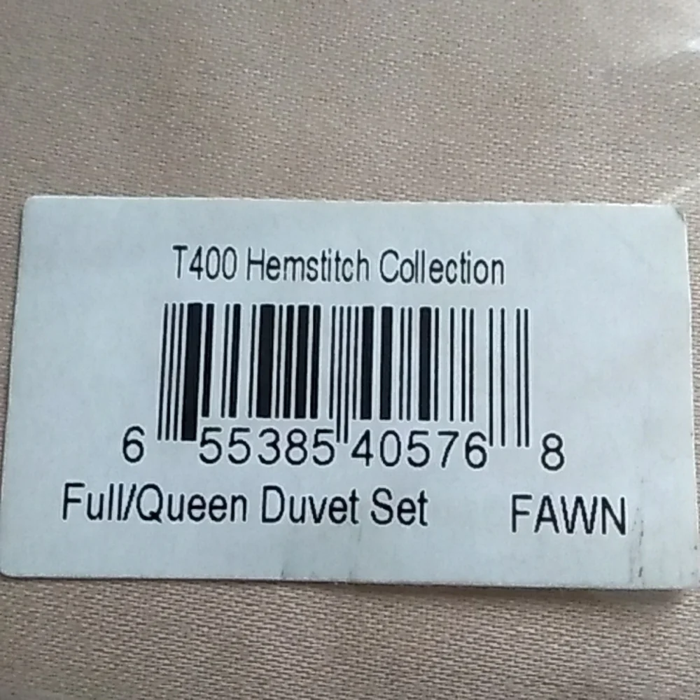Hem Stitch Collection Full Queen Duvet Cover 400 Thread Count Beige